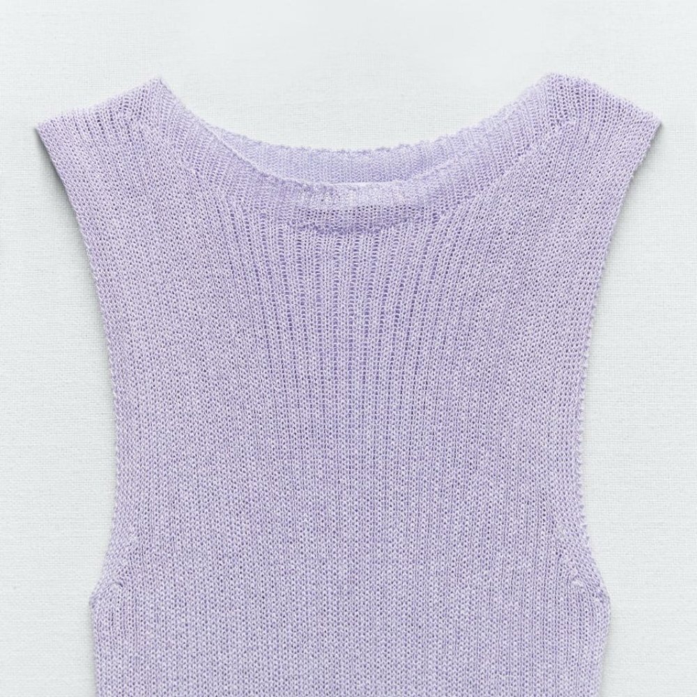 ZARA FINE KNIT TOP LILA SIZE S 5802/049/648